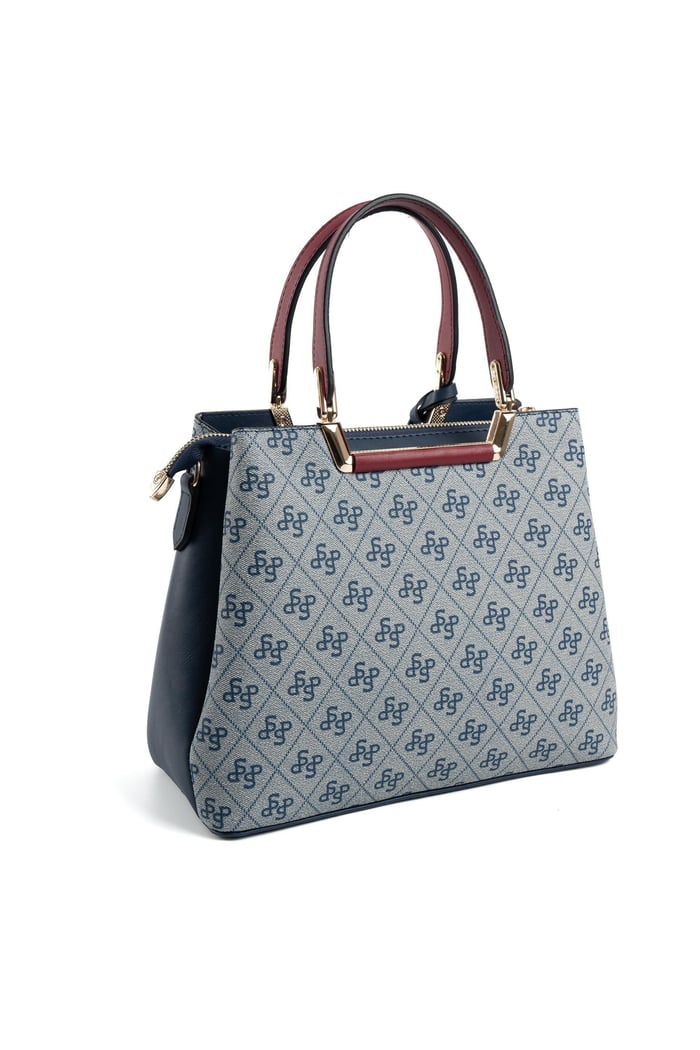 Silver & Polo SP969 Kadın El Çantası Monogram Gri-Laci-Bordo