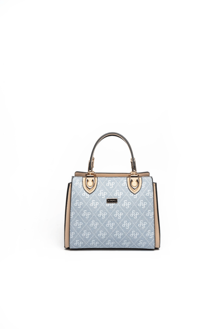 Silver & Polo SP1133 Kadın El Çantası Monogram Mavi-Ten