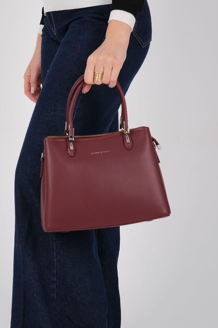 Silver Polo Bordo - Bordo Cilt Kadın El Çantası SP1233