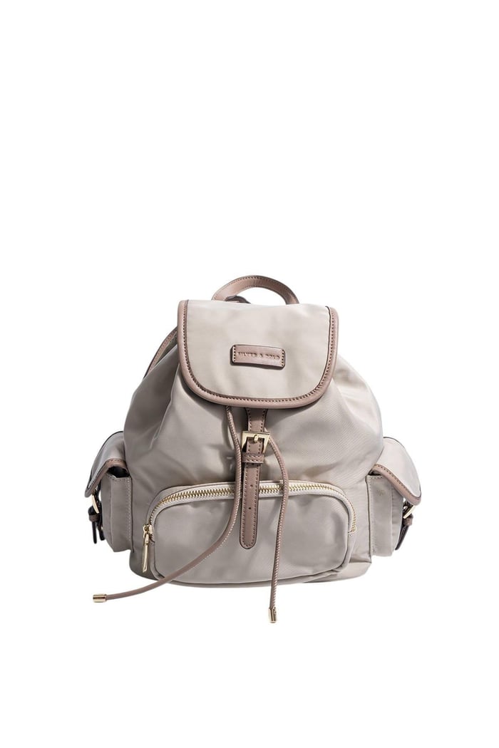 Silver Polo Bej - Kum Saten Kadın Sırt Çantası SP1207