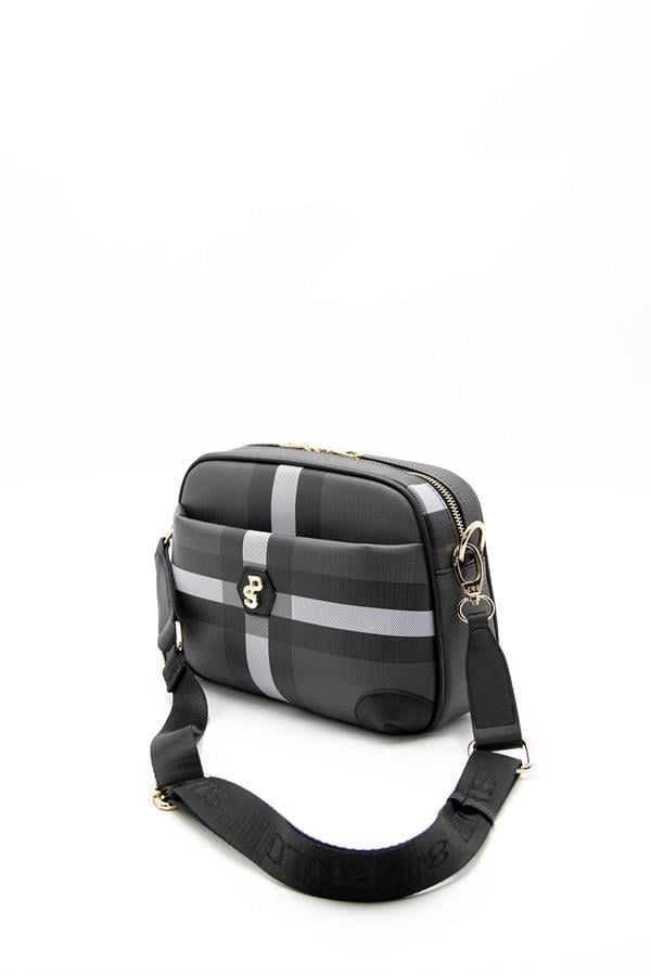 Silver Polo Siyah - Siyah Ekose Kadın Çapraz Çanta SP1094