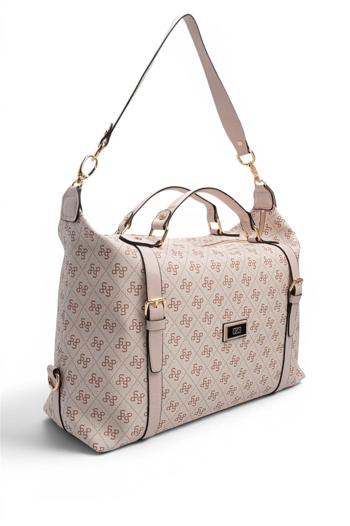 Silver Polo Pembe - Pudra Monogram Kadın Seyahat Çantası SP1064