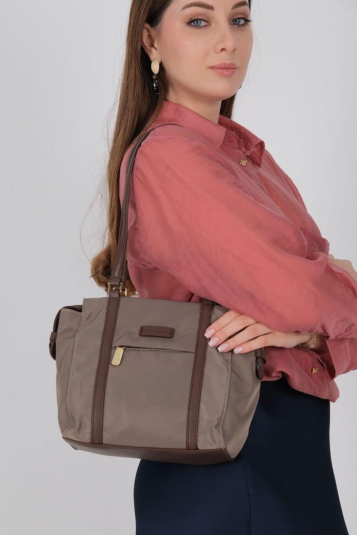 Silver Polo Kum - Kahve Saten Kadın Omuz Çantası SP1215