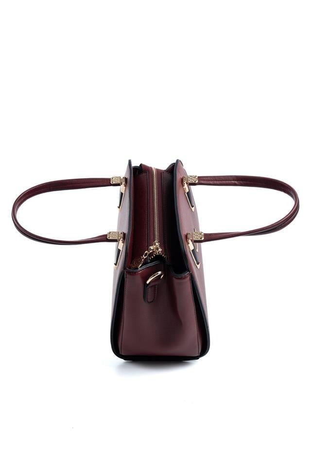Silver Polo Bordo - Bordo Düz Kadın El Çantası SP1136
