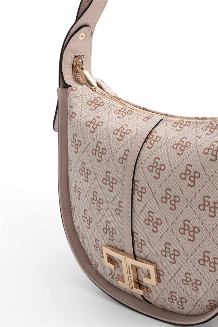 Silver & Polo SP1270 Kadın Omuz Çantası Monogram Pembe-Pudra