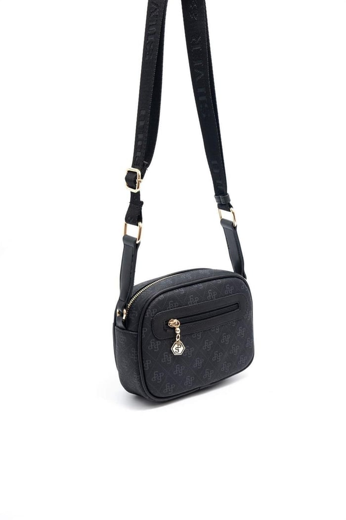 Silver & Polo SP1111 Kadın Çapraz Çanta Monogram Siyah