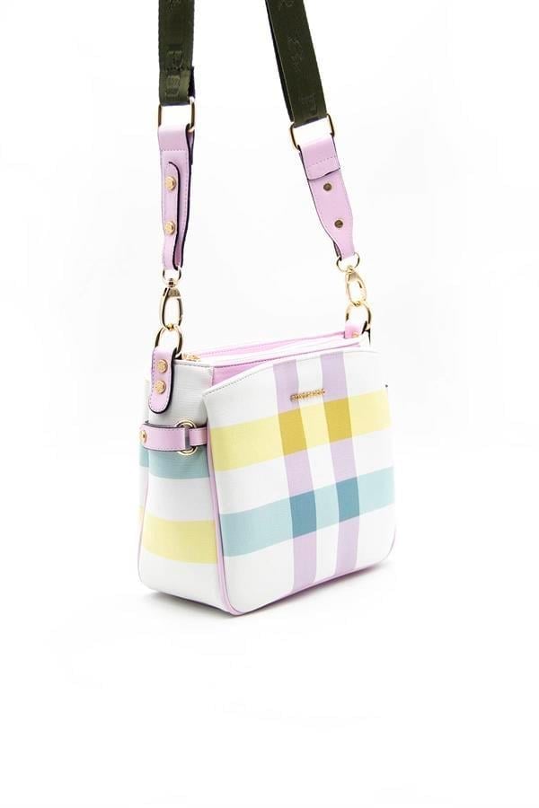 Silver & Polo SP884 Kadın Çapraz Çanta Ekose Lila-Pembe