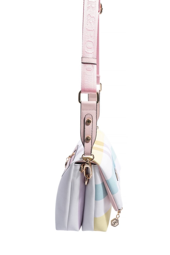 Silver Polo Lila - Pembe Ekose Kadın Çapraz Çanta SP1278