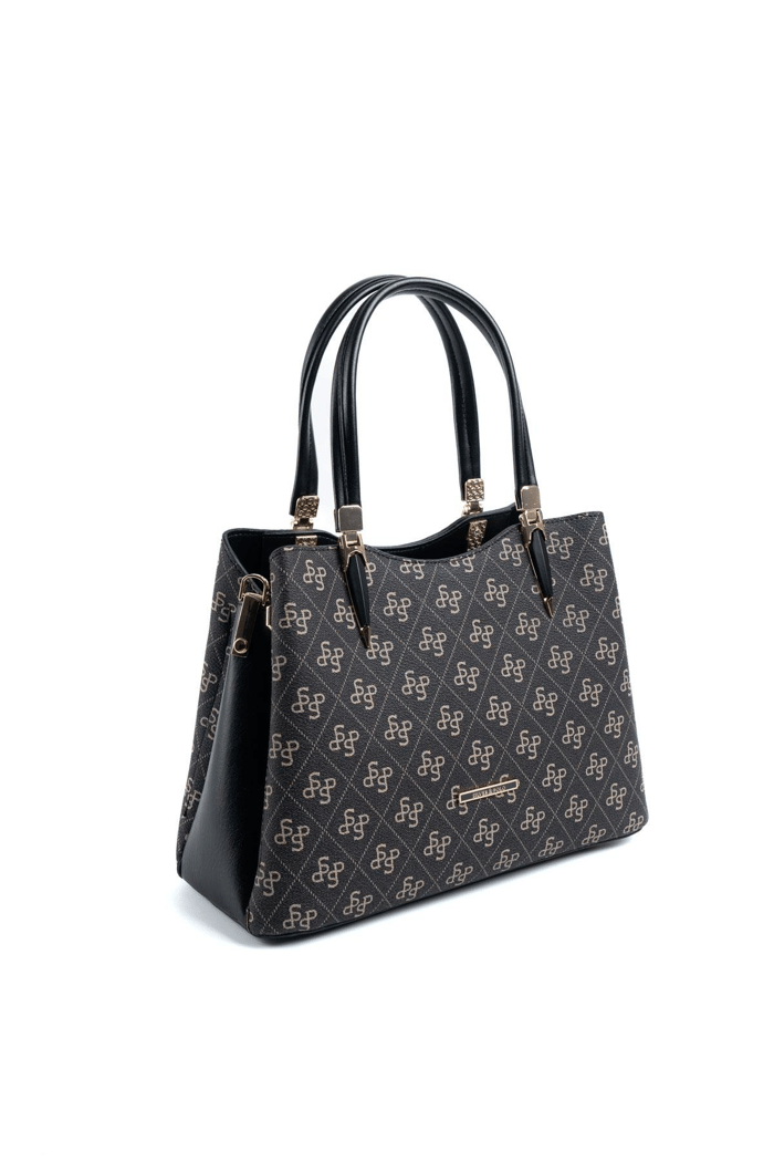 Silver & Polo SP1205 Kadın El Çantası Monogram Füme-Siyah