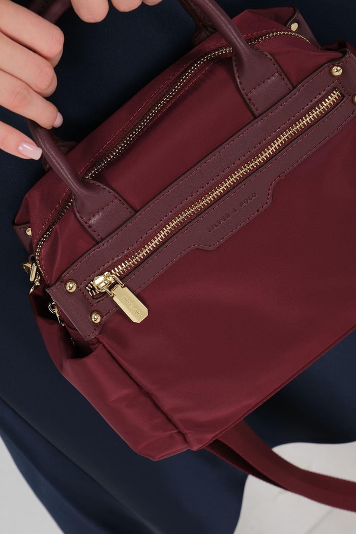 Silver Polo Bordo - Bordo Saten Kadın El Çantası SP1219
