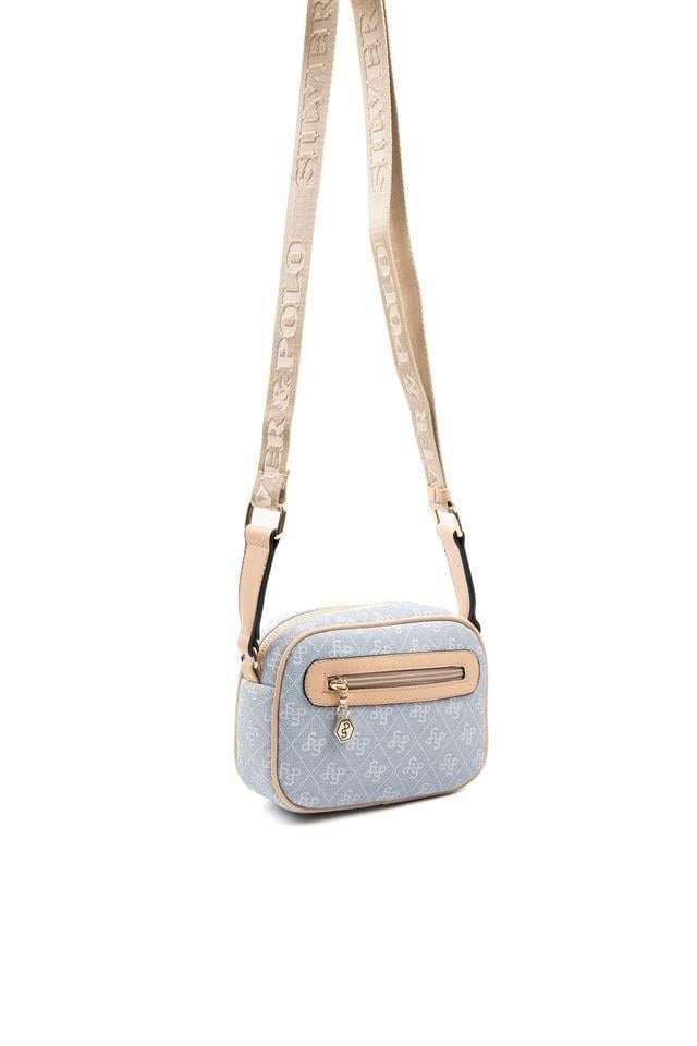 Silver Polo Mavi - Ten Monogram Kadın Çapraz Çanta SP1111