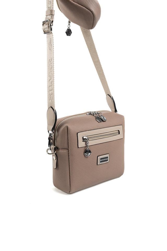 Silver & Polo SP1038 Kadın Çapraz Çanta Petek Kum