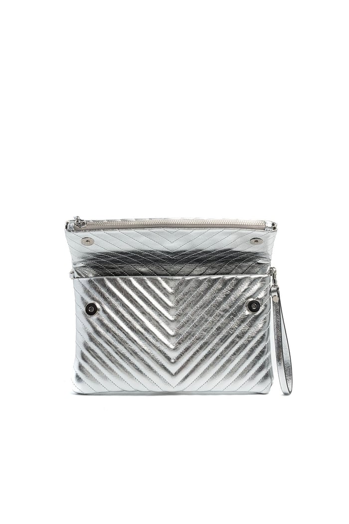 Silver Polo Gümüş - Gümüş Kapitone V Kadın Portföy ve Clutch El Çantası SP1134