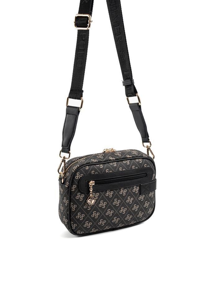 Silver & Polo SP1269 Kadın Çapraz Çanta Monogram Füme-Siyah