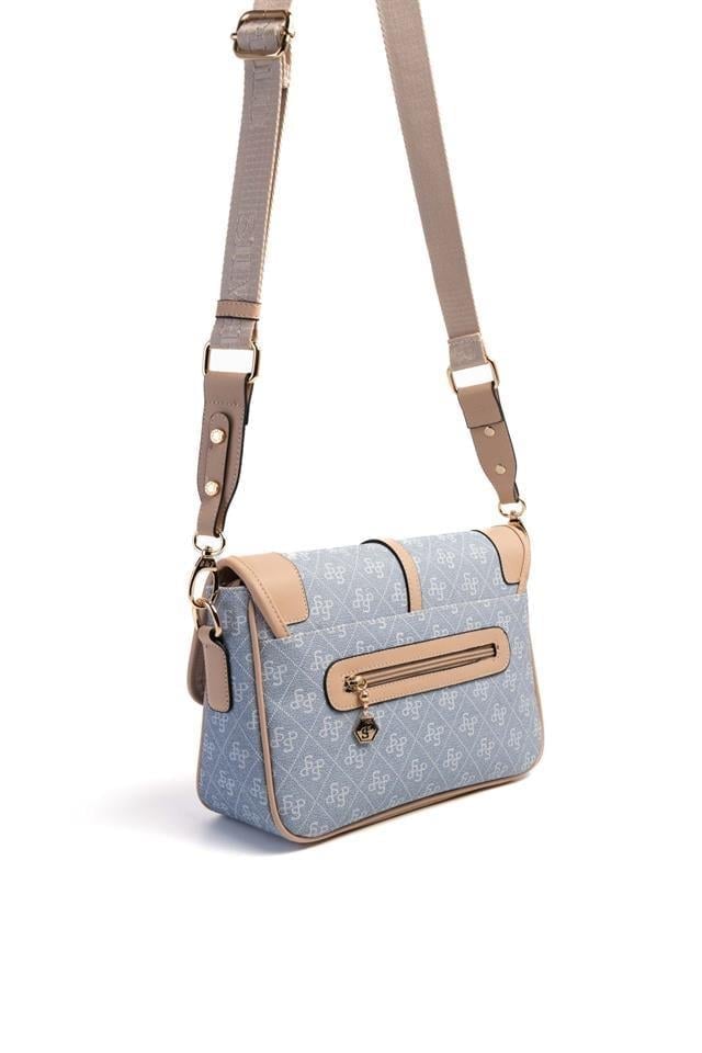 Silver & Polo SP1182 Kadın Çapraz Çanta Monogram Mavi-Ten