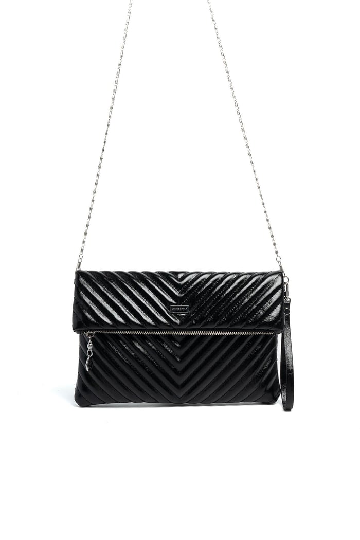 Silver Polo Kırışık Siyah - Kırışık Siyah Kapitone V Kadın Portföy ve Clutch El Çantası SP1134