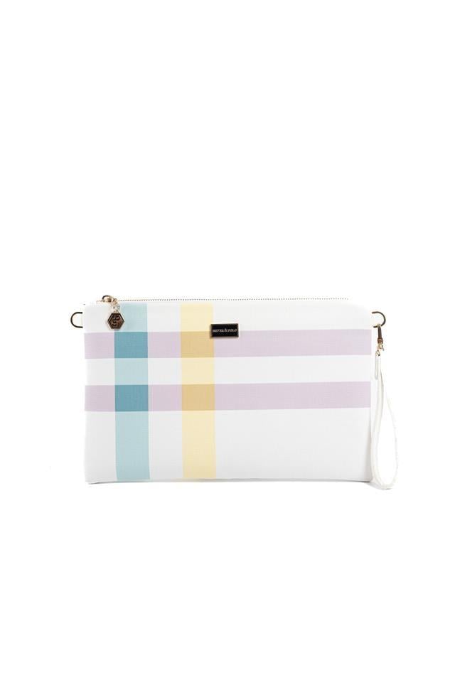 Silver Polo Lila - Pembe Ekose Kadın Portföy ve Clutch El Çantası SP1034