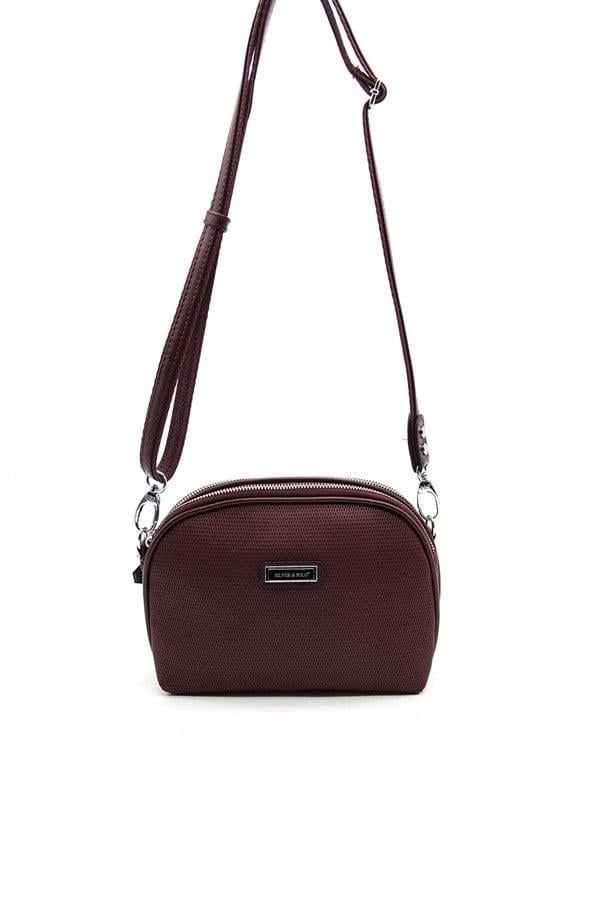 Silver Polo Bordo - Bordo Petek Kadın Çapraz Çanta SP765