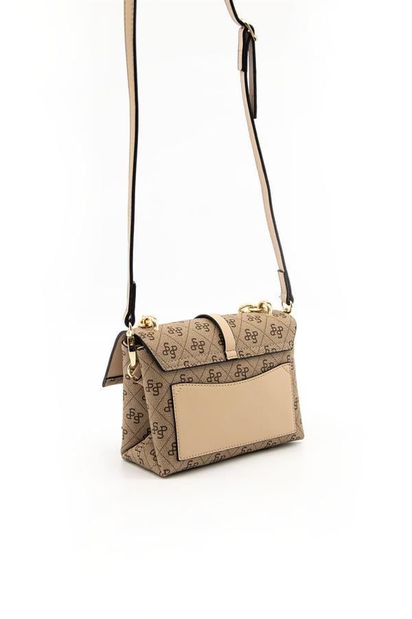 Silver & Polo SP1148 Kadın Çapraz Çanta Monogram Koyu Bej-Ten