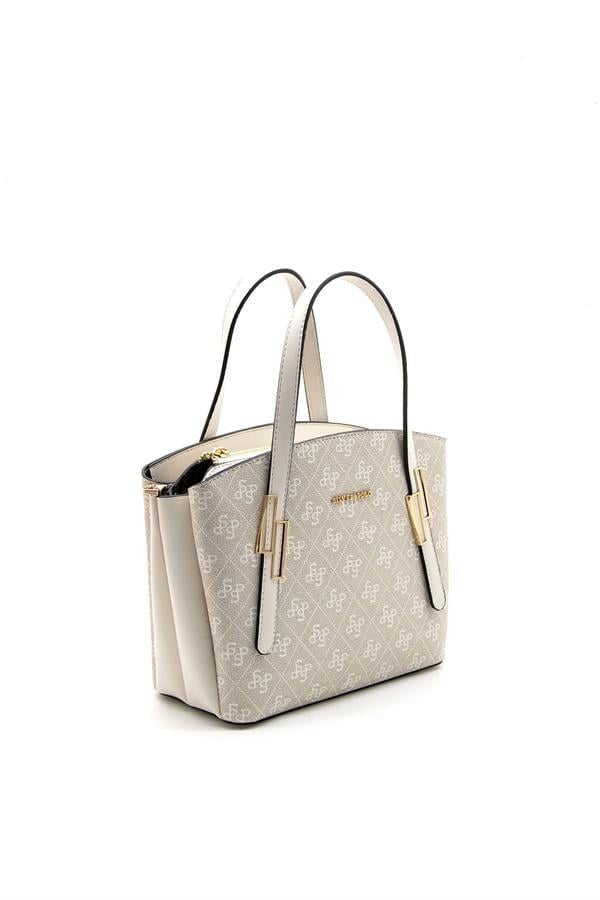Silver Polo Taş - Kemik Monogram Kadın El Çantası SP1021