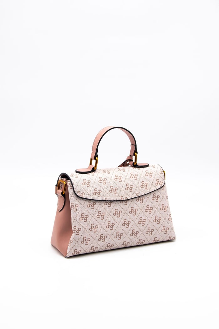 Silver Polo Pembe - Somon Monogram Kadın El Çantası SP1159