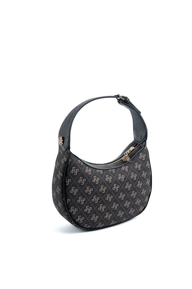 Silver & Polo SP1194 Kadın Omuz Çantası Monogram Füme-Siyah