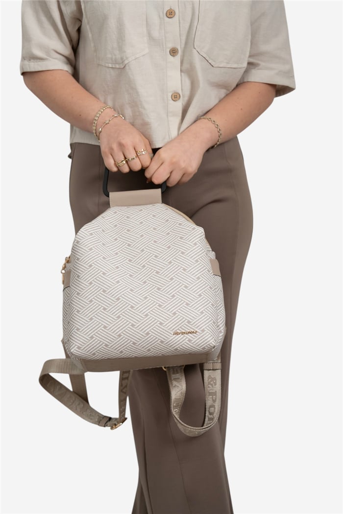 Silver Polo Bej - Kum Ç.Örgü Kadın Sırt Çantası SP771