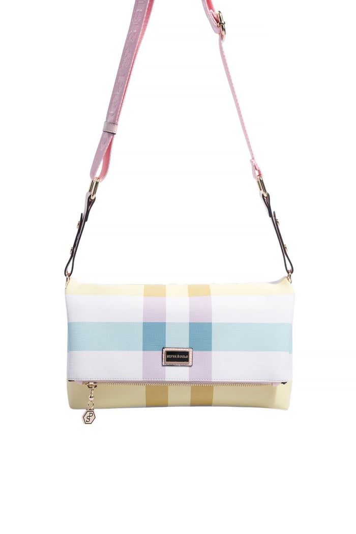 Silver Polo Lila - Pembe Ekose Kadın Çapraz Çanta SP1278