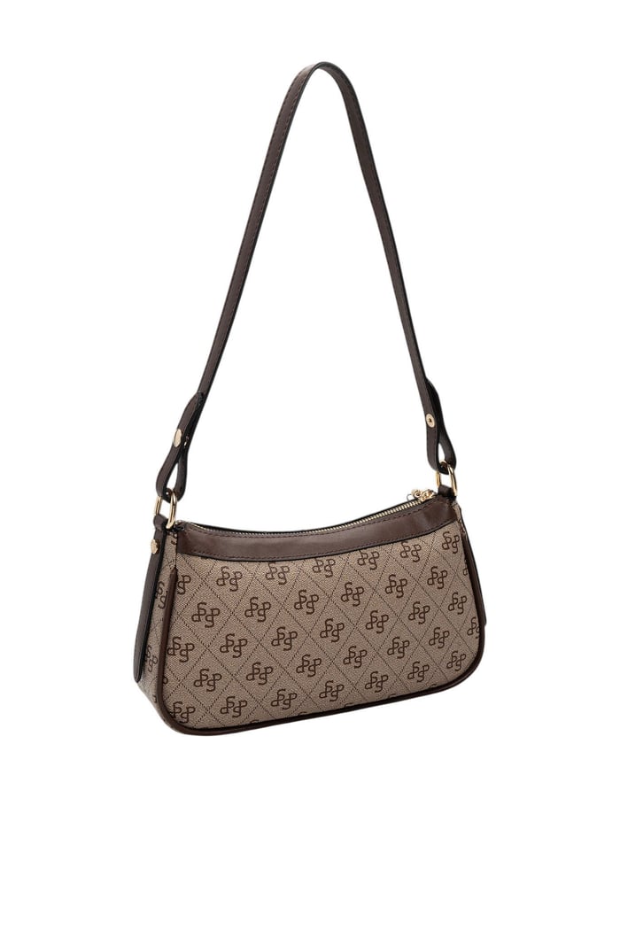 Silver Polo SP1274 Kadın Çapraz Çanta Monogram Koyu Bej-Kahve