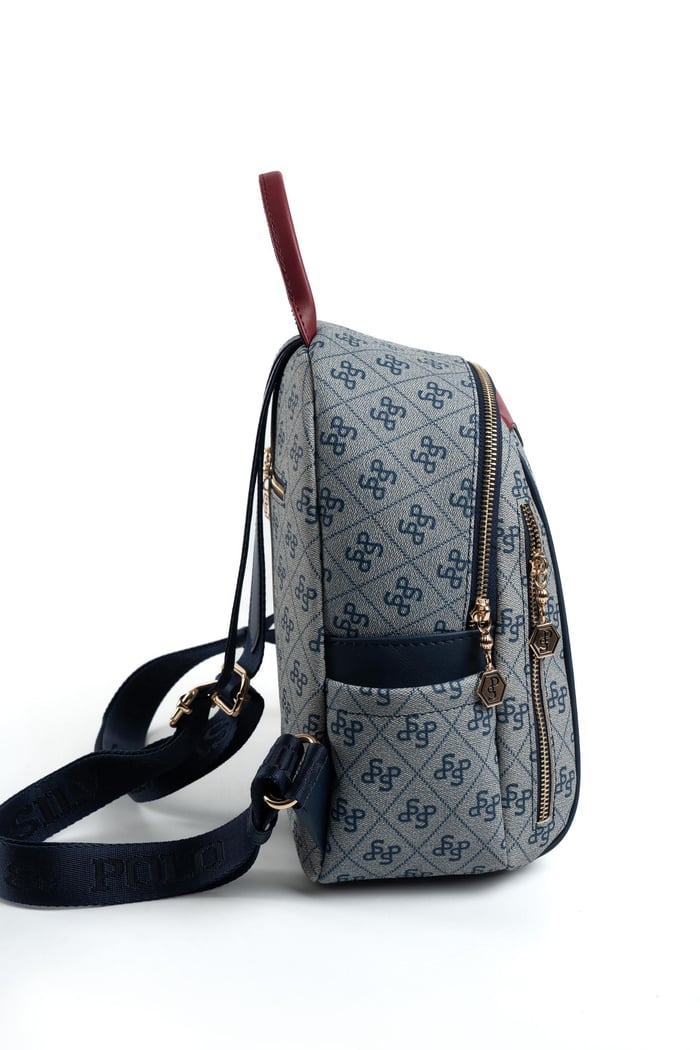 Silver Polo Gri - Laci - Bordo Monogram Kadın Sırt Çantası SP906