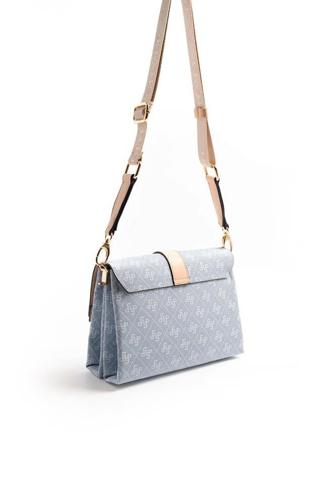 Silver & Polo SP1009 Kadın Çapraz Çanta Monogram Mavi-Ten