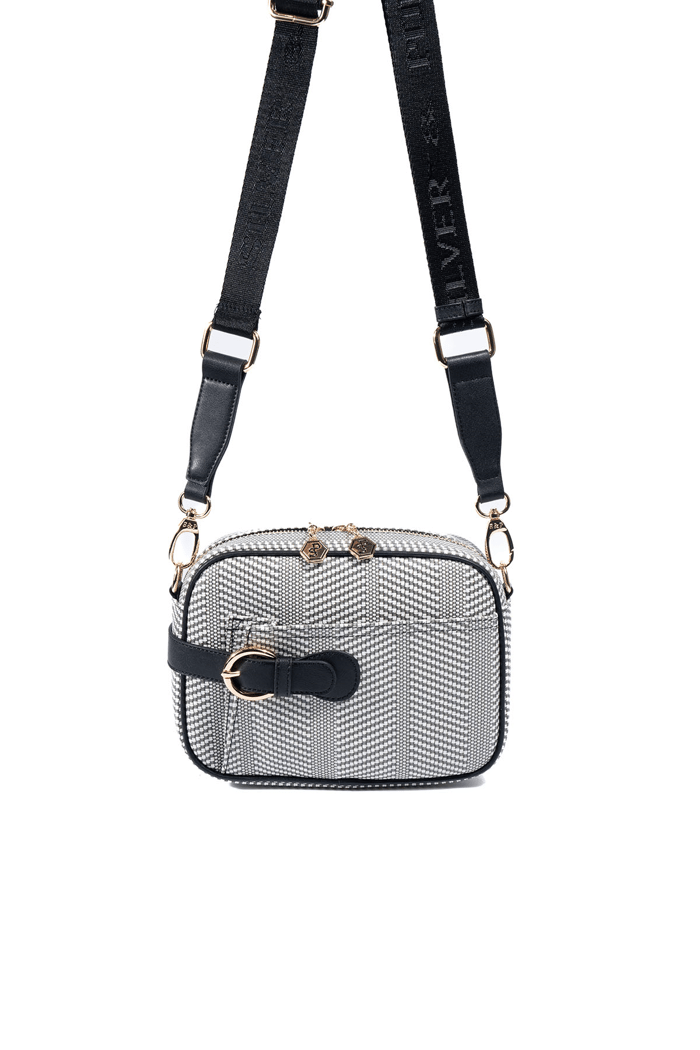 Silver & Polo SP1256 Kadın Çapraz Çanta Hasır Siyah Beyaz-Siyah