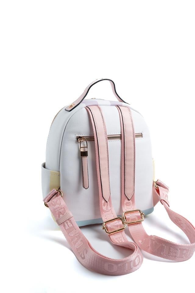 Silver Polo Lila - Pembe Ekose Kadın Sırt Çantası SP1130