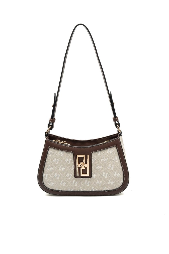 Silver Polo Taş - Kahve Monogram Kadın Çapraz Çanta SP1132