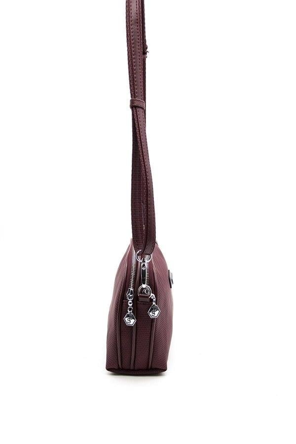 Silver Polo Bordo - Bordo Petek Kadın Çapraz Çanta SP765