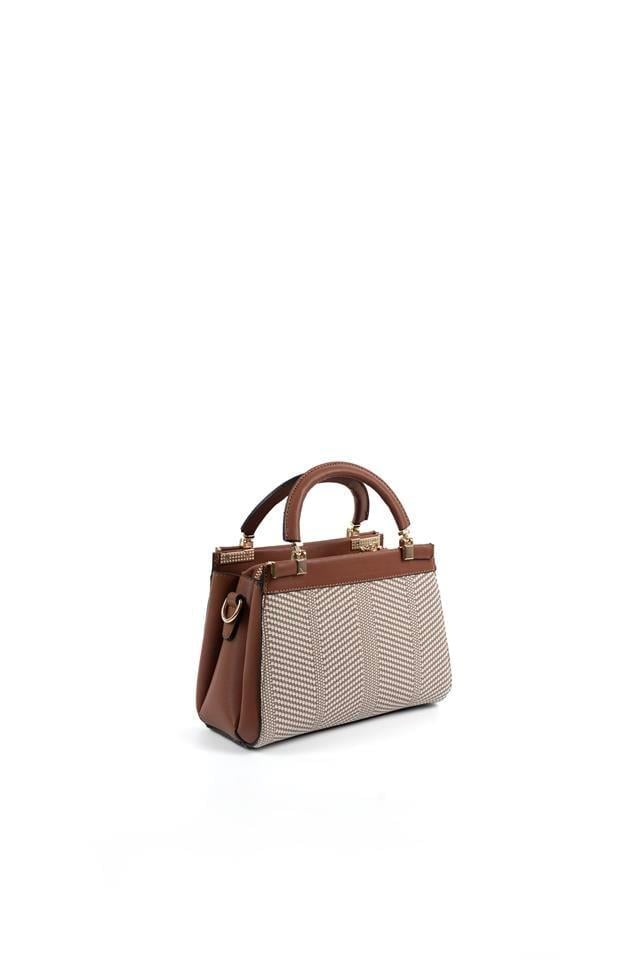Silver & Polo SP1193 Kadın El Çantası Hasır Bej-Taba