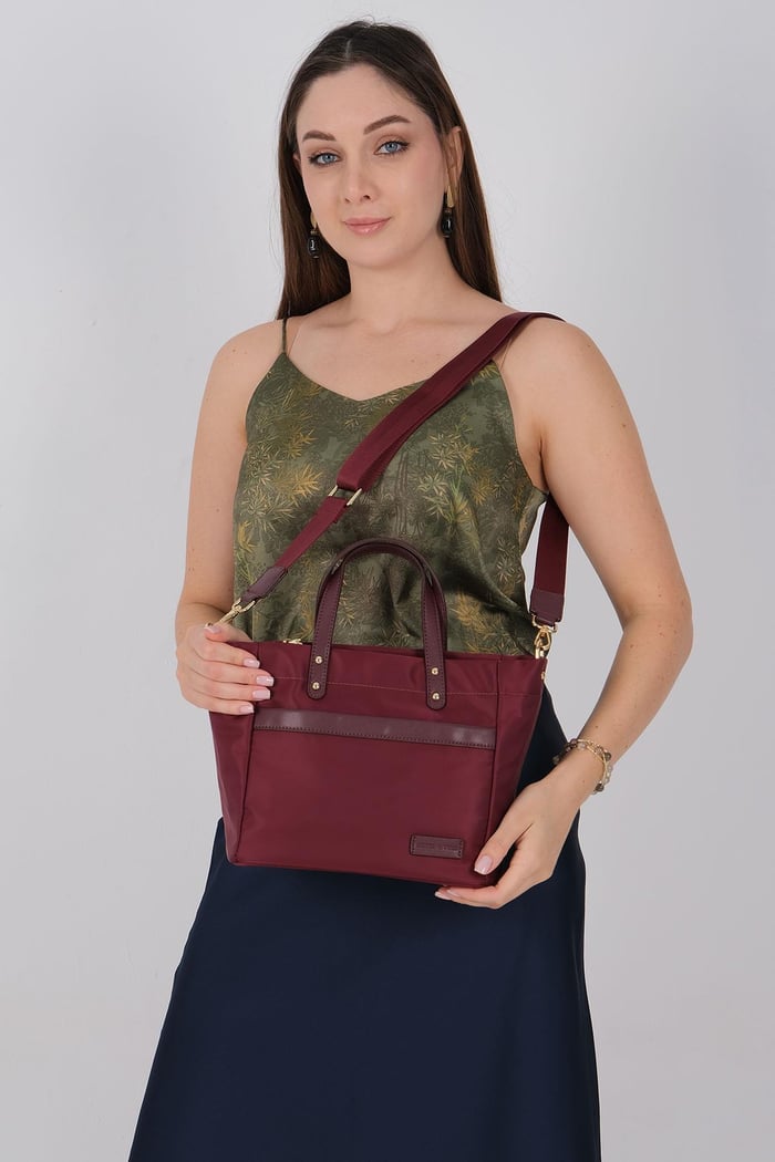 Silver Polo Bordo - Bordo Saten Kadın El Çantası SP1214