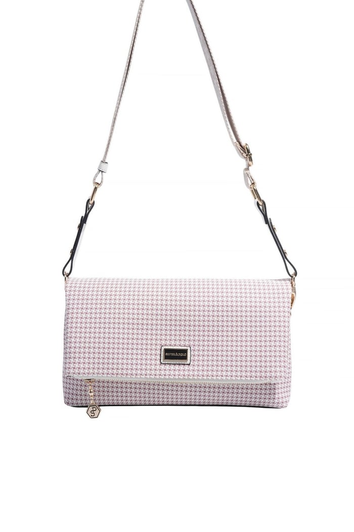 Silver Polo Bordo - Kemik Kaz Ayağı Ekose Kadın Çapraz Çanta SP1278