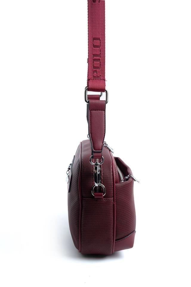 Silver Polo Bordo - Bordo Petek Kadın Çapraz Çanta SP1094