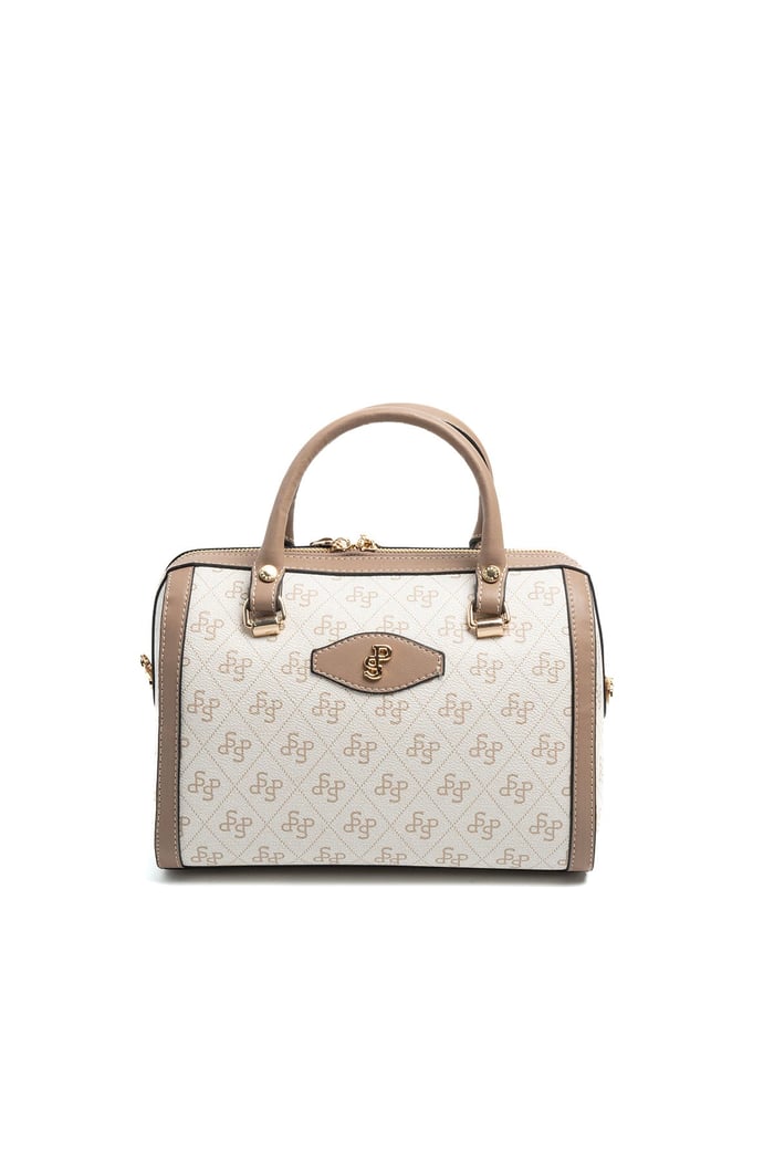 Silver & Polo SP1091 Kadın El Çantası Monogram Bej-Latte