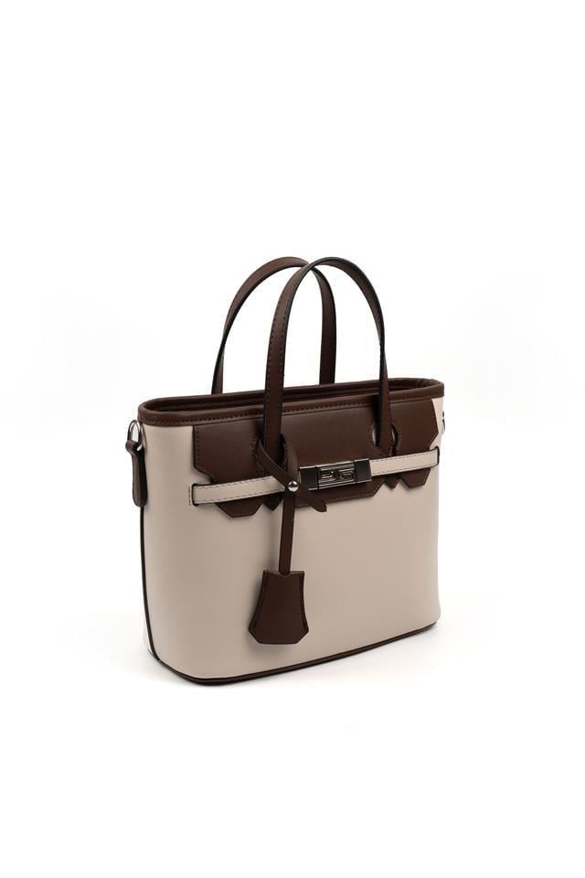 Silver & Polo SP1185 Kadın El Çantası Düz Bej-Kahve