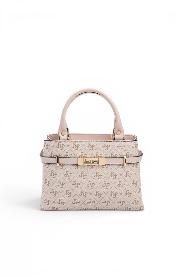 Silver Polo Pembe - Pudra Monogram Kadın El Çantası SP1149