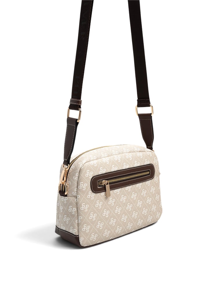 Silver & Polo SP1201 Kadın Çapraz Çanta Monogram Taş-Kahve