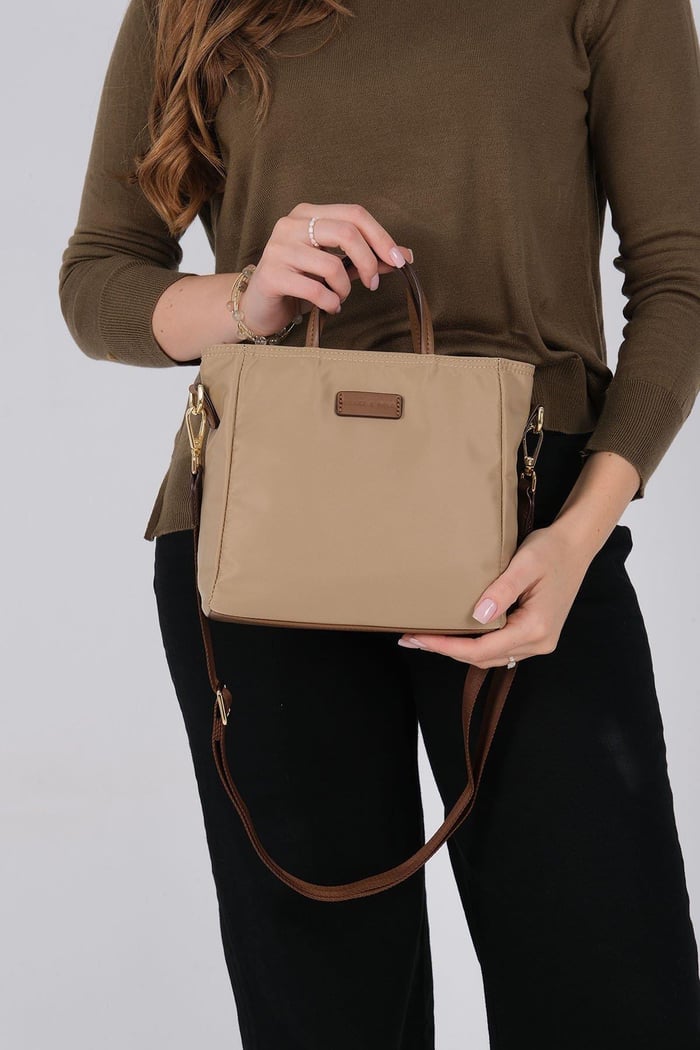 Silver Polo Vizon - Camel Saten Kadın El Çantası SP1225