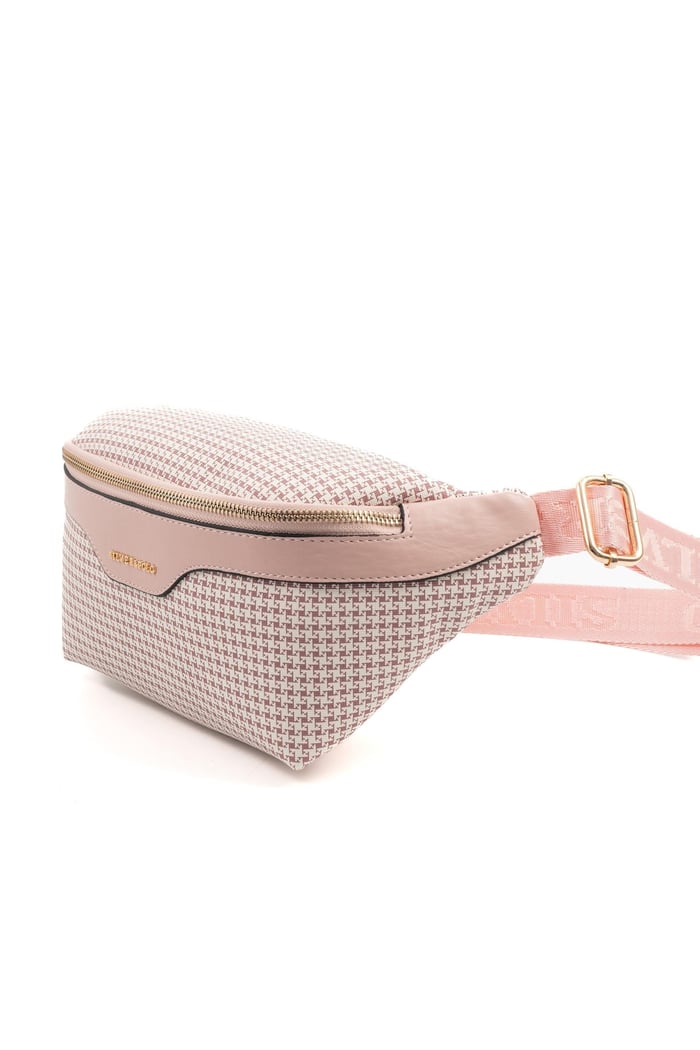 Silver Polo Pembe - Pink Kaz Ayağı Ekose Kadın Bel Çantası SP1192