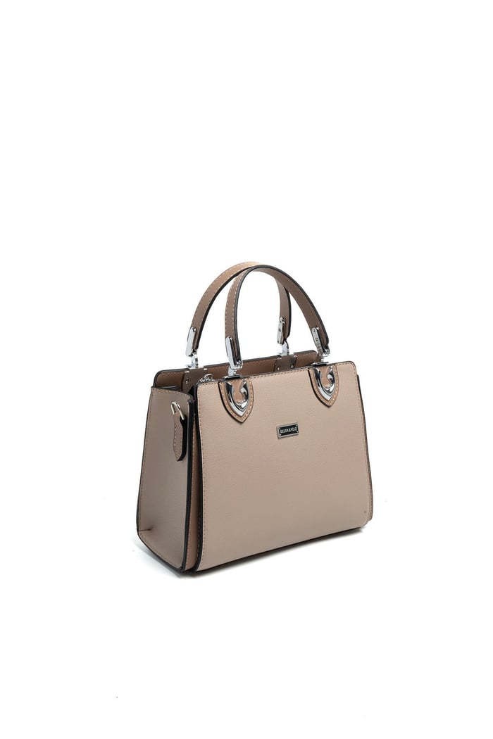 Silver & Polo SP1133 Kadın El Çantası Düz Koyu Bej-Latte