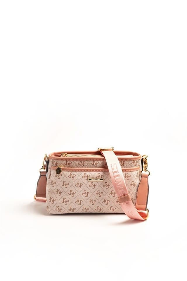 Silver Polo Pembe - Somon Monogram Kadın Çapraz Çanta SP1184