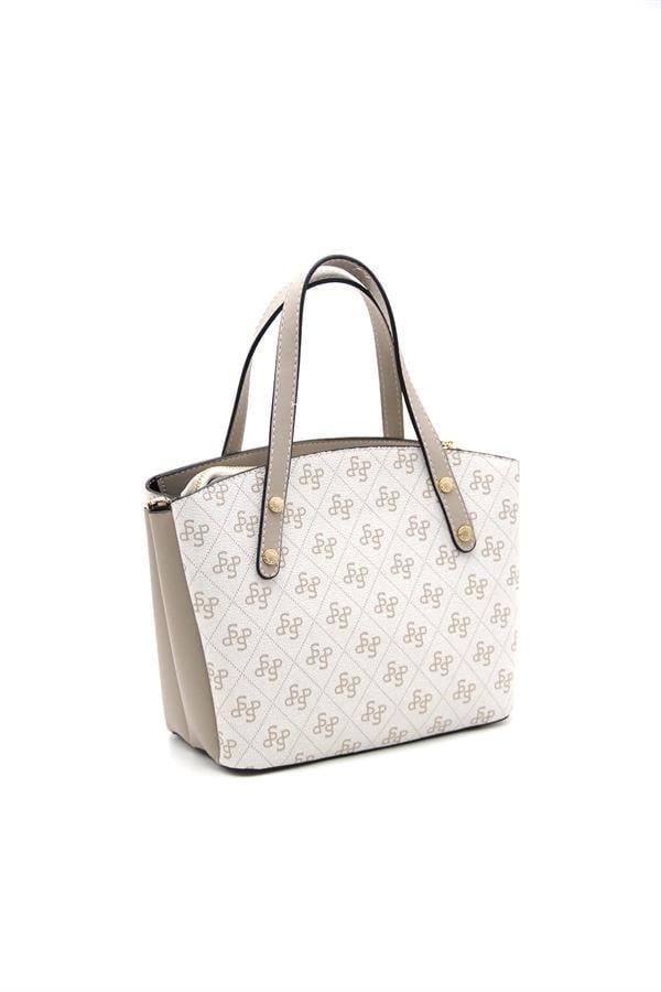 Silver Polo Bej - Kum Monogram Kadın El Çantası SP1021