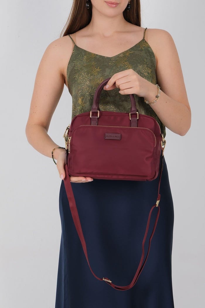 Silver Polo Bordo - Bordo Saten Kadın El Çantası SP1217