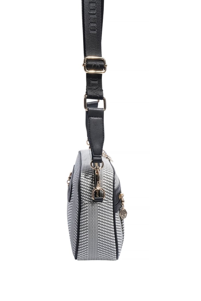 Silver Polo Siyah Beyaz - Siyah Hasır Kadın Çapraz Çanta SP1280